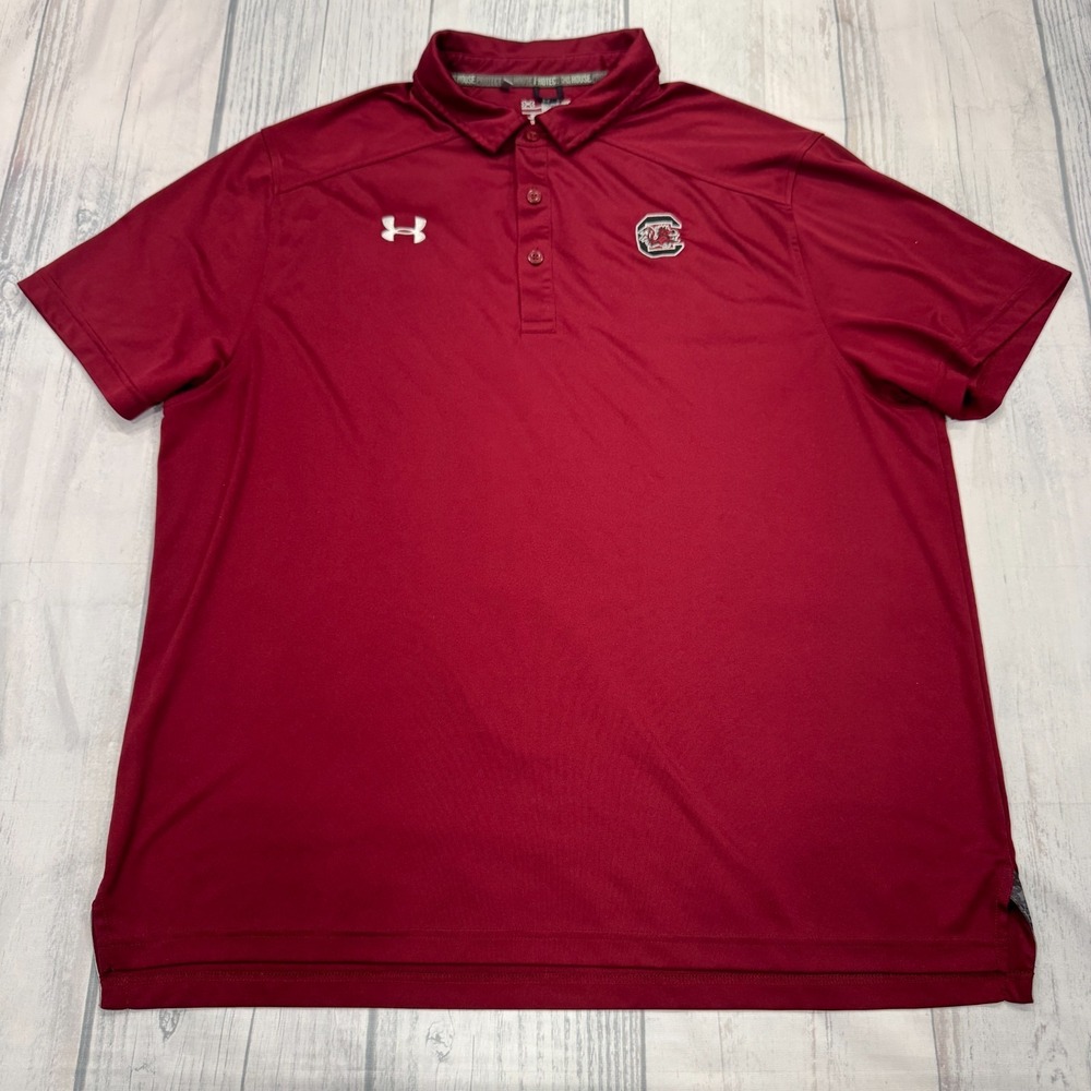 South Carolina Gamecocks Under Armour Polo Shirt 2XL Maroon College NCAA‎ Mens